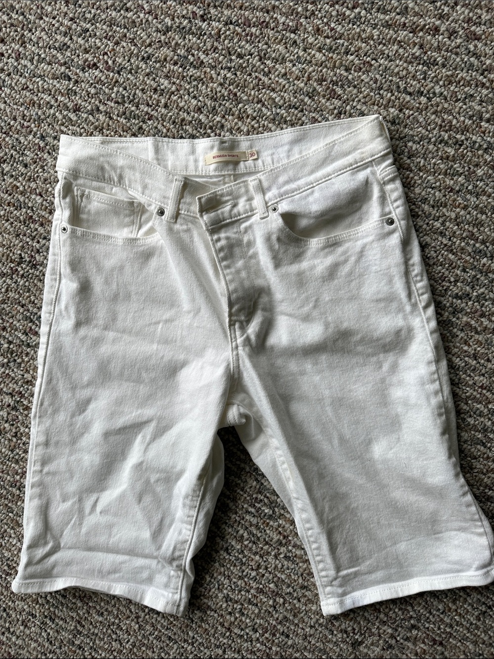 Levi's Women's White Denim Bermuda Shorts